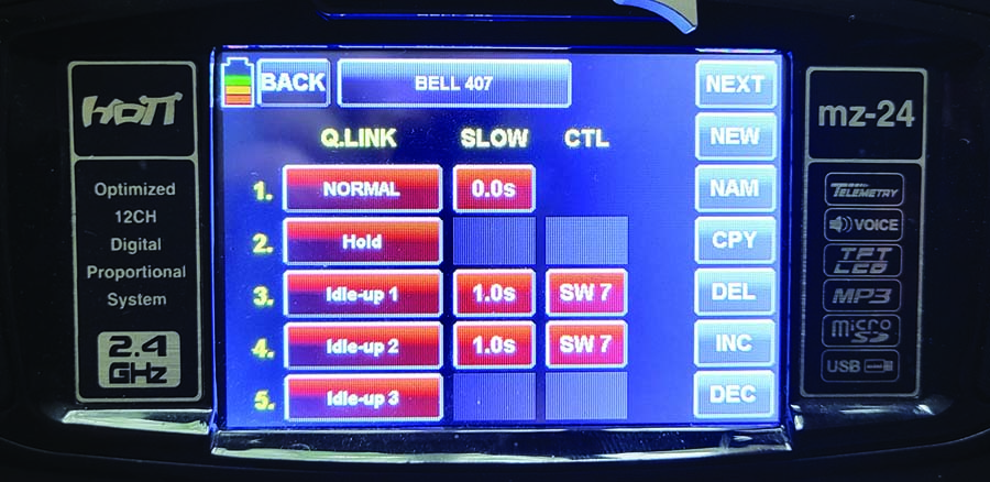 My Graupner MZ-24 calls flight modes “Q.Links” but the functionality is the same.