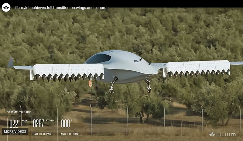 Lilium Demonstrates Full Air Taxi eVTOL Flight Transition