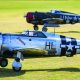 "Heavy-metal" warbirds like these 102-inch-span Meister Scale P-47s built and flown by Herb Johnson (silver) and John Welcome (green) have high wing loadings that require expert piloting skills.