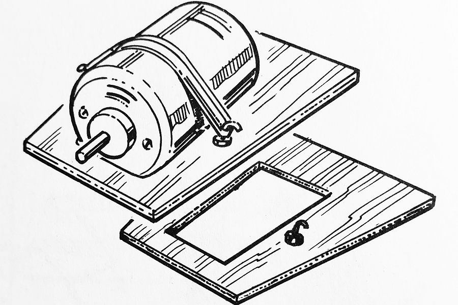 Small Brushed Electric Motor Mount with Custom Prop Shaft Model