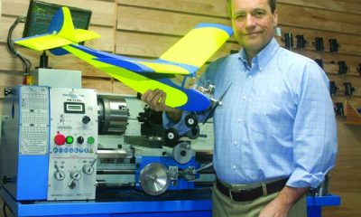 Jim Mullner in the workshop with his Tomboy, which is powered by his scratch-built 1cc Weaver diesel engine.